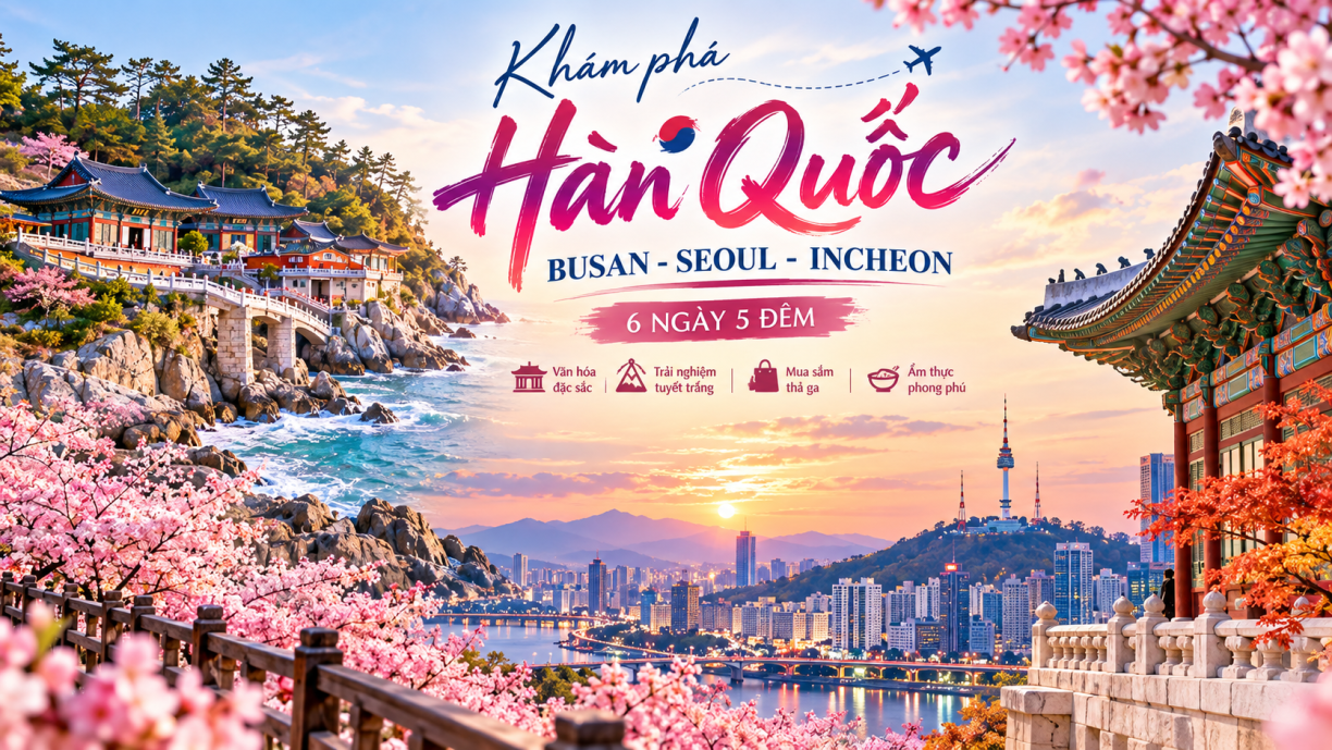 Tour Hàn Quốc Busan – Trượt Tuyết – Seoul – Incheon | 6 Ngày 5 Đêm Bay Vietjet Air (VJ)