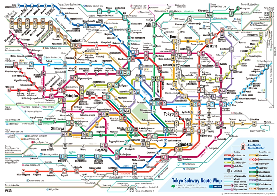 Màu sắc và ký hiệu các tuyến Tokyo Metro